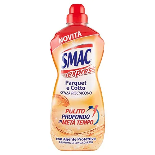 Smac Express - Pavimenti Parquet e Cotto, Detergente Superfici Delicate con Agente Protettivo, Azione Pulente Senza Risciacquo, 1000 ml