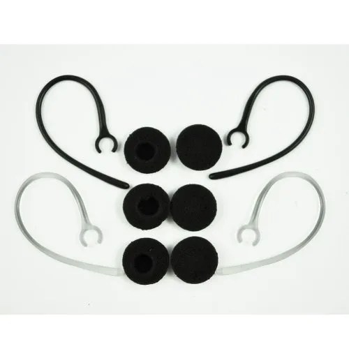 TOOGOO(R) Gancio dell'orecchio kit ricambi per cuffie auricolari bluetooth 2 neri e 2 trasparenti clip ( 6 foam buds)