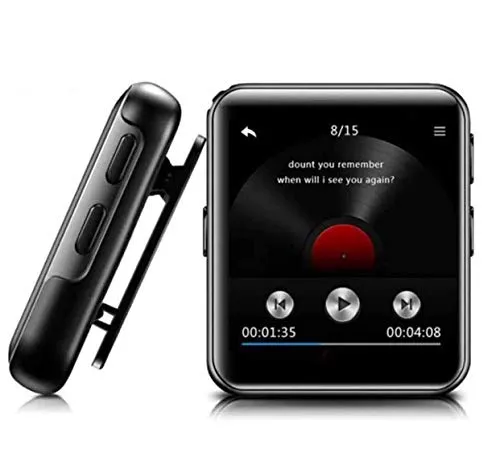 CFZC Clip Lettore MP3 Bluetooth da 16 GB con schermo touch screen da 1,5 pollici HiFi portatile con clip mp3 per cuffie radio FM, registratore vocale