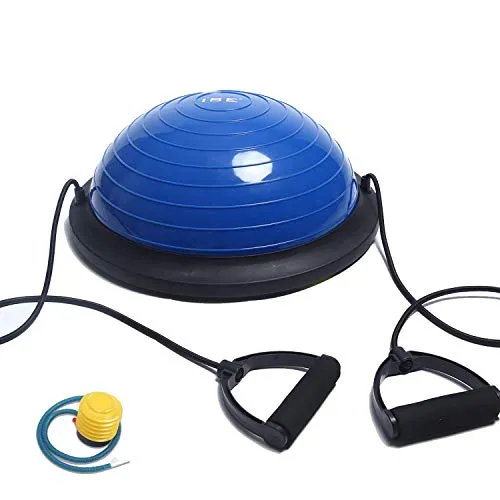 ISE Balance Trainer Ball Ø 46 cm, Attrezzatura Fitness con Corde Elastiche, SY-BAS1003 (Blu)