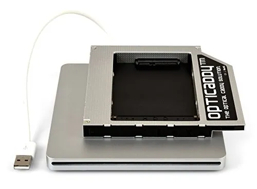 Opticaddy© SATA-3 HDD/SSD Caddy Adattatore SET + USB custodia esterna per unità ottica per Apple iMac (2009, 2010, 2011) e Mac Mini (2009, 2010) - sostituisce SuperDrive, dotato di tecnologia "OptiSpeed​​" (adattatore Opticaddy originale)