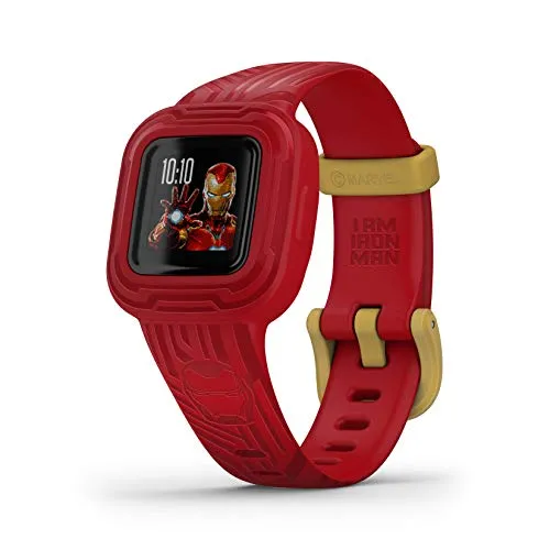 Garmin Vivofit Jr.3 Iron Man - Activity Tracker per Bambini, Cinturino Regolabile, Rosso - Iron Man, 4 Anni in su