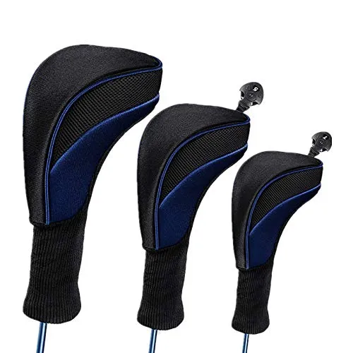 N/H Set di 3 Copri Mazza da Golf Ibrida, Collo Lungo Copri Mazze da Golf con Etichetta Intercambiabile 1 3 5 7 X, Blu