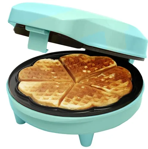 Bestron Waffle Maker, piastra per waffle a forma di cuore, macchina per waffle con antiaderente & indicatoro luminso, collezione Sweet Dreams, 700 watt, colore: Verde