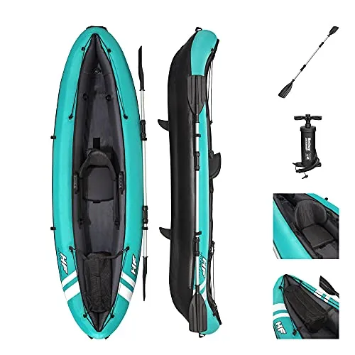 Bestway Hydro-Force Kayak Ventura 2,80 m x 86 cm (Contenuto: 1 kayak, 1 pagaia, 1 pompa manuale, 2 pinne rimovibili, 1 sedile, 1 borsa per custodia, toppa di riparazione), Azzurro