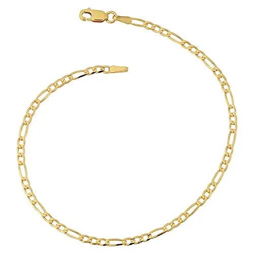 Bracciale in oro giallo 585 14 carati, maglia Figaro, larghezza 3 mm e Oro giallo, cod. FI-3MM