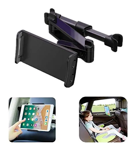 Voarge, supporto per tablet da auto, universale, pieghevole, supporto per telefono girevole a 360°, regolabile per iPad serie iPhone/Samsung/Kindle Fire HD/Nintendo Switch, colore nero