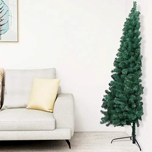 UnfadeMemory Albero di Natale Artificiale a metà Supporto Verde, per Natale, Capodanno | Materiale: PE, Acciaio (180 cm)