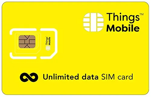 SIM card UNLIMITED con piano ILLIMITATO per IoT e M2M - Things Mobile - con velocità a 32 Kbps, copertura globale, rete multi-operatore GSM/2G/3G/4G. 10 € di credito incluso