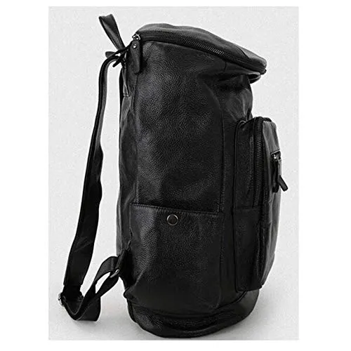 NINGXUE-Borsa Travel Bag Trend Casuale Zaino Moda Vera Pelle Zaino Grande capacità Portafoglio Uomo (Color : Black, Size : S)
