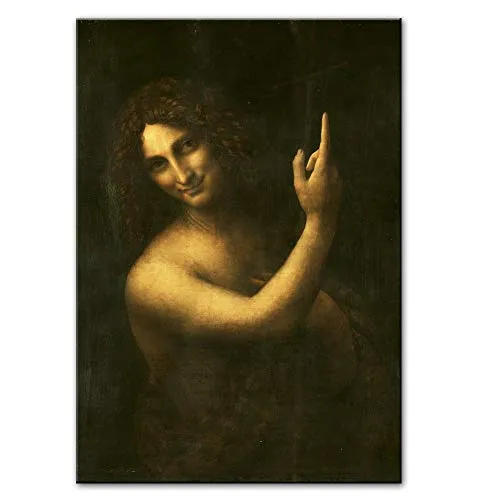 Xnhui San Giovanni Battista Olio Tela Pittura Riproduzioni di Famoso Dipinto di Leonardo da Vinci Stampe Immagini Decorative della Pittura Parete TX (Color : PM139, Size (inch) : 70x100cm No Frame)