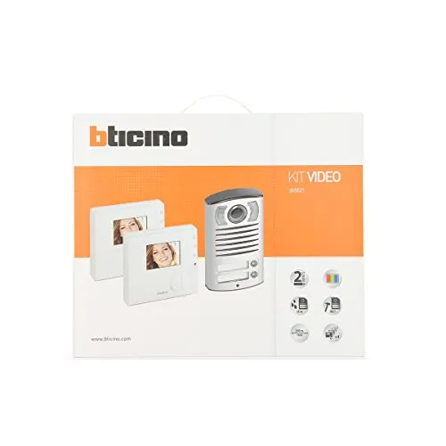 BTicino 365521 Kit Vivavoce Videocitofono Classe 100V12B e Pulsantiera Linea 2000, Bifamiliare