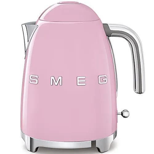 Smeg, Bollitore Elettrico KLF03PKEU 1,7 L, Filtro Anticalcare Lavabile, Autospegnimento di Sicurezza, Indicatore Livello di Acqua, Base Antiscivolo e Avvolgicavo Integrato, Potenza 2400W, Rosa