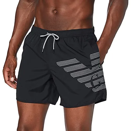 Emporio Armani Swimwear Boxer Bold Logo Eagle Swim Trunks, Nero, 46 Uomo