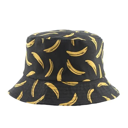 ZYNS Cappello da Pescatore Panama Bucket Hat Men Women Summer Bucket cap Banana Print Hat Hip Hop Fishing Fisherman Hat