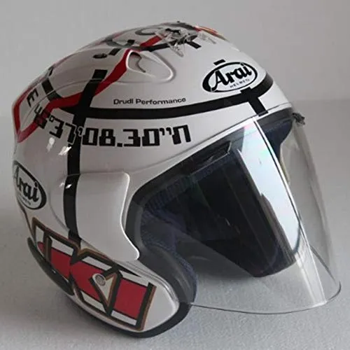 Mdsfe Mezzo casco da moto classico casco quattro stagioni design unisex dal design racing doppio anello a fibbia fibbia leggero portatile - XL trasparente