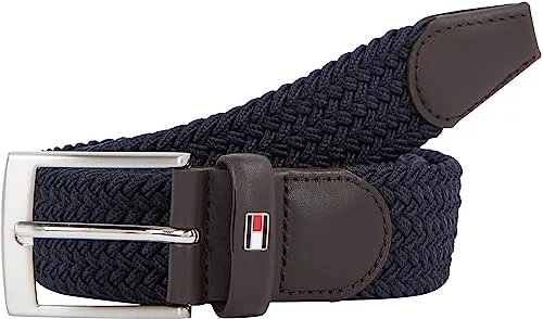 Tommy Hilfiger Cintura Uomo New Adan Belt 3.5 Cintura in Tessuto, Blu (Sky Captain), 100