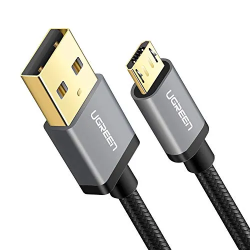 UGREEN Cavo Micro USB Ricarica Rapida 2.4A, Cavo USB in Nylon Supporta QC 3.0 2.0, FCP Compatibile con A10, J6, Huawei P Smart P10 Lite, Honor 9 Lite, Xiaomi Redmi 6A, Redmi 7 (2M)