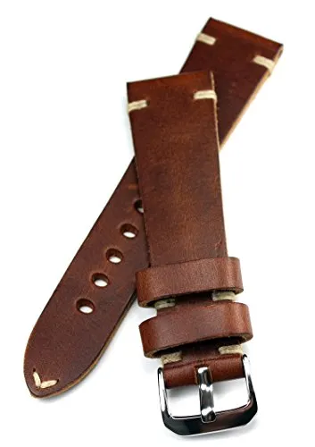 Rios 1931, cinturino per orologio da uomo da 22 mm in pelle marrone Pilot Vintage