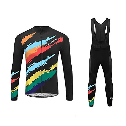 UGLY FROG 2019-2020 Abbigliamento Ciclismo Set da Uomo Primavera Autunno Ciclismo Sportivo Suit Manica Lunga Jersey + Pantaloni Traspirante Asciugatura Rapida CXML04