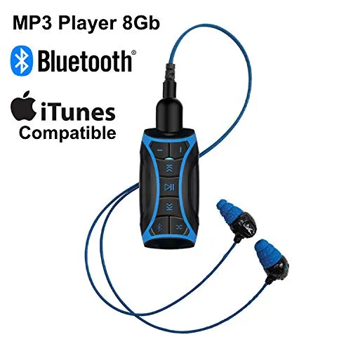 H2O Audio - Lettore musicale MP3 impermeabile con Bluetooth e cuffie subacquee per nuoto, sport acquatici, cavo corto, 8 GB