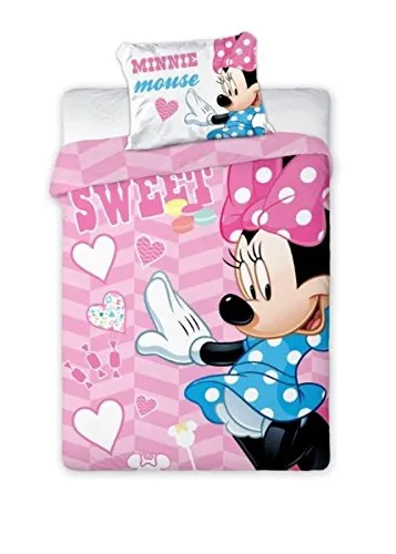 Set di Biancheria da letto per bambini, 2 pezzi, copriletto e federa, 100 x 135 cm, 40 x 60 cm, motivo: Disney 898 Minnie