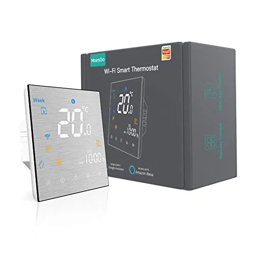 MoesGo termostato Smart WiFi programmabile con controllo della temperatura per impianti di riscaldamento elettrici a pavimento, compatibile con Alexa e Google Home