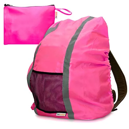 kwmobile Copertura Zaino Borsa Idrorepellente - Custodia Coprizaino Antipioggia Anti Polvere 64x84cm - Sacca Protettiva Catarifrangente - Rosa Neon