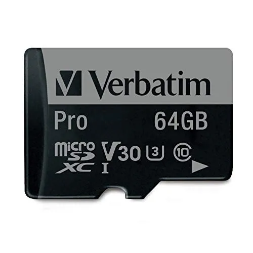 Verbatim Pro Flash Card MicroSD XC I, 64GB, Class 10, Nero