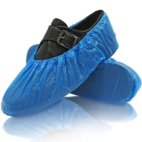 Copriscarpe, 100 pezzi, 50 paia di scarpe blu, impermeabili, misura universale, 40 x 15 cm
