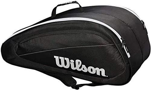 Wilson FED Team, Tennis Bag Unisex-Adult, Black/White, 6 rackets