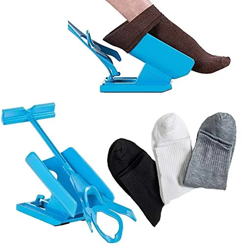 Dkina Sock Slider Easy,Infila Calzini Sock Aid Easy on Easy off, Sock Aid Helper per Indossare Calze e Collant, Calza Calze per Gravidanza, Anziani, Disabili.(1 Slider + 3 Calzini)