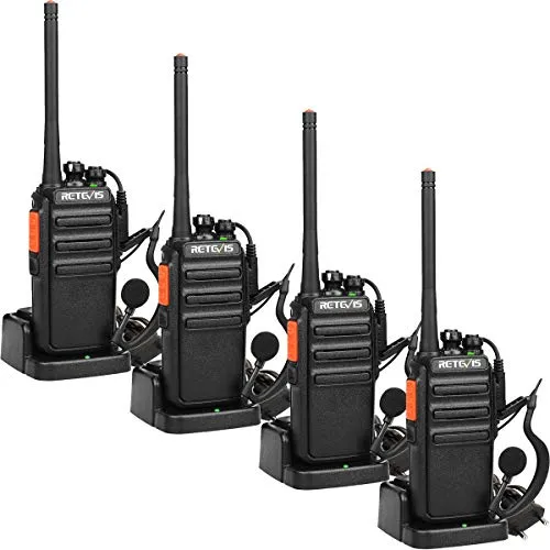 Retevis RT24 Walkie-Talkie Professionali, Ricetrasmittenti Radioline Walkie Talkie, PMR446 Licenza-Libero, VOX 16 Canali CTCSS/DCS, Ricetrasmettitore Lunga Distanza con Auricolare (4 Pezzi, Nero)