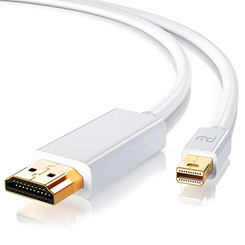 CSL – Cavo Mini Displayport HDMI da 1 Metro – 4K - Certificato – Connettori Dorati – Compatibile con PC e Apple Mac MacBook PRO MacBook Air - Bianco – 1m miniDP su HDMI