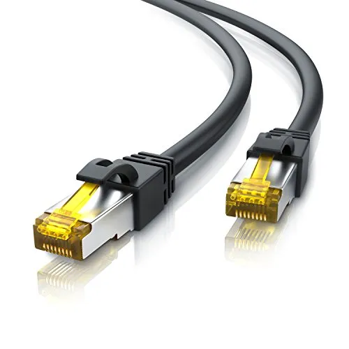 Primewire 15m Cavo di Rete di Alta qualitá - Cat.7 Ethernet Gigabit LAN RJ45-10 100 1000 Mbit s - Cavo Patch - SFTP - Compatibile con Cat.5 Cat.5e Cat.6 - Nero da 15 Metri