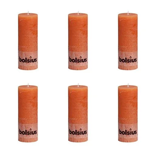 6 candele Rustic 190/68, Arancione