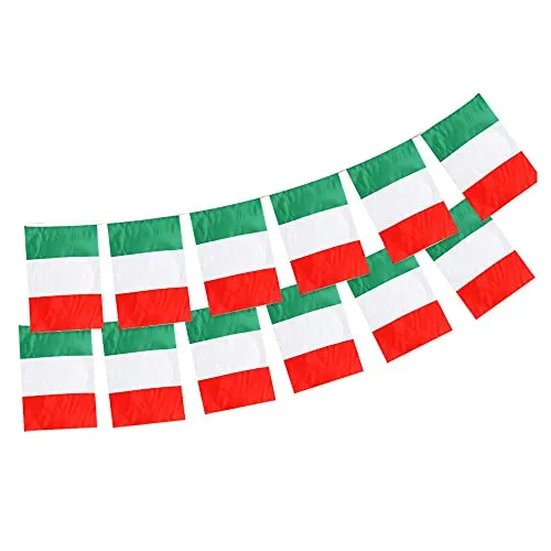 Andrà Tutto Bene Bandierine Italia 14 x 21 cm Tricolore Azzurri Nazionale Tessuto Resistente allo sbandieramento Italy Flag (2 set Ghirlanda 20 bandierine)