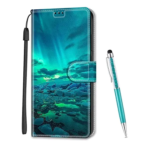 MadBee Custodia Compatibile con Samsung Galaxy A70, Portafoglio Creativo Colorato Libro Pelle PU Flip Caso Magnetica Supporto Cover per Samsung Galaxy A70 (Aurora)
