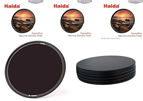 Haida - Set di filtri neutri Ultra Slim NanoPro MC Nd 8X, 64x, 1000x - 82 mm, con portafiltri Stack Cap