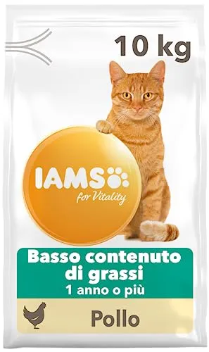 IAMS for Vitality per gatti adulti e anziani ( 1 anno o più) sterilizzati con pollo fresco a basso contenuto di grassi, 10 kg