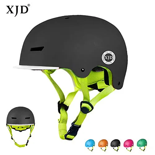 XJD Casco da Bici per Bambini Casco Protettivo Ideale per Bambini e Adolescenti Leggero ma più Sicuro Anche per Skateboard Monopattino Pattini a Rotelle Aggiorna 2.0 (Nero, S)