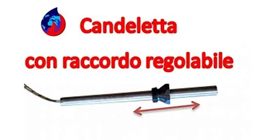 CANDELETTA ACCENSIONE STUFA A PELLET UNIVERSALE 190MM D.10 330W CON RACCORDO REGOLABILE 3/8" COMPATIBILE 90% STUFE
