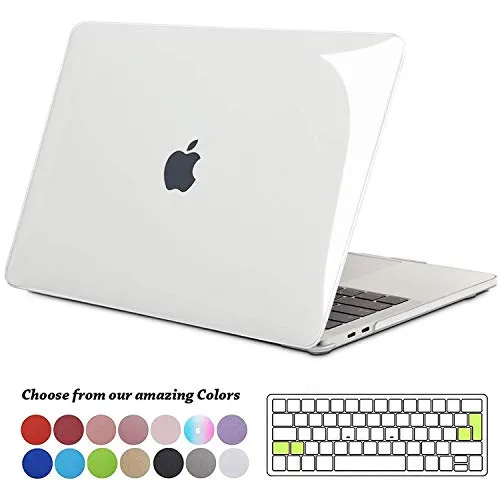 TECOOL Custodia MacBook PRO 13 Pollici 2019 2018 2017 2016 Case, Plastica Rigida Cover & Copertura della Tastiera per MacBook PRO 13 con/Senza Touch Bar A1706/ A1708/ A1989/ A2159 -Trasparente