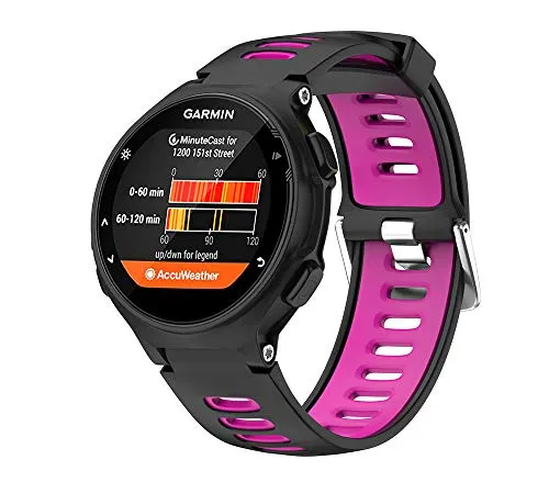 WIIKAI Cinturino Compatibile per Garmin Forerunner 735XT，630，620，235，230，220 Regolabile di Ricambio Bracciale, Colore Nero/Viola