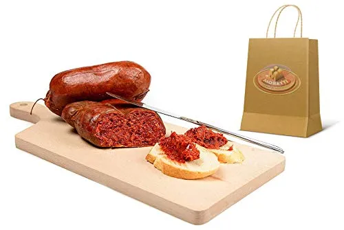 Moretti® Nduja Calabrese Di Spilinga Piccante Originale Artigianale | Confezionato Sottovuoto | 100% NATURALE In Budello | Salame Spalmabile di Puro Suino (850g+ (Confezione da 2 Pezzi)