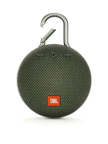 JBL CLIP 3 Speaker Wireless Bluetooth, Altoparlante Portatile Impermeabile (IPX7) con moschettone integrato, Microfono con cancellazione di eco e rumori, Verde Oliva