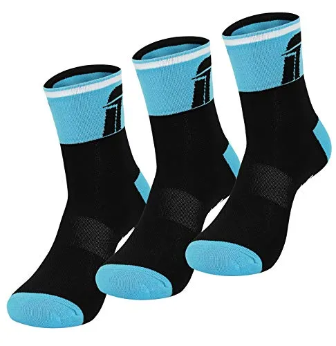 Fast Cycles – Confezione da 3 paia di calze da corsa traspiranti per ciclismo, per uomo e donna. Per mountain bike, spinning, fitness, tennis, jogging e corsa., Adulti (unisex), nero/blu, 44-48