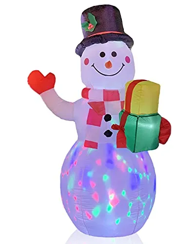 OVIFM Natale Pupazzo di Neve Gonfiabile,Decorazione per Bambole da Giardino con Luci a LED Integrate