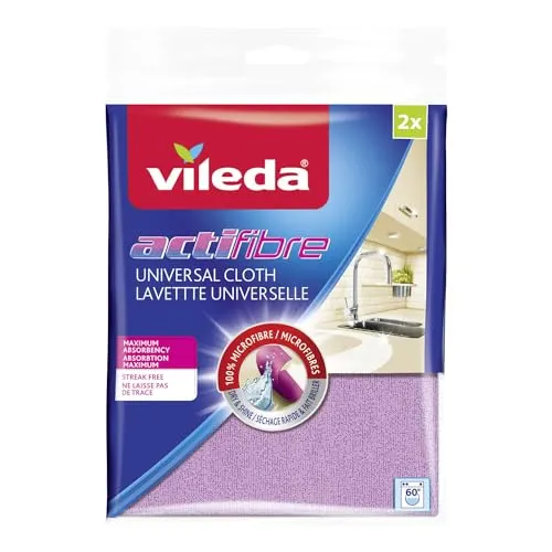 Vileda Actifibre Panni Microfibra Ultra Assorbente, 2 Pezzi