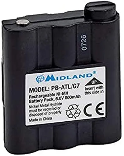 Midland PB-ATL/G7, Batteria per Midland G7/G7XT/G7PRO, G9/G9PLUS/G9PRO e Pacific, 800mAh (6 V), Batteria per Walkie Talkie